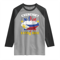 Funny Philippines Raglan Shirt Exercise I Thought You Said Extra Rice - Wonder Print Shop
