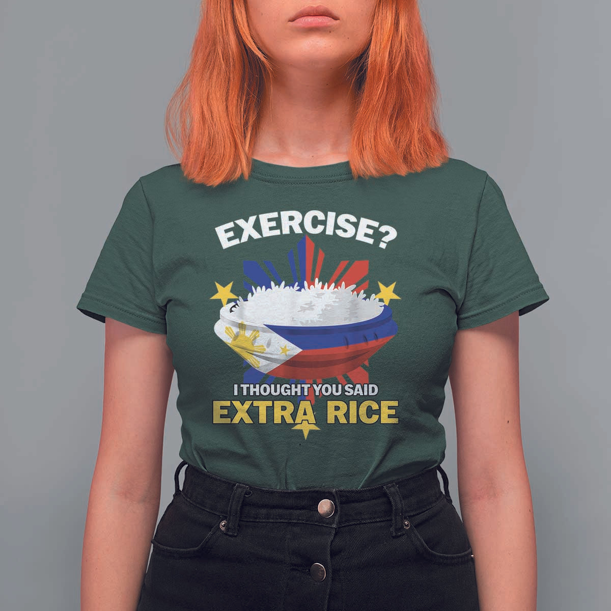 Funny Philippines T Shirt For Women Exercise I Thought You Said Extra Rice - Wonder Print Shop