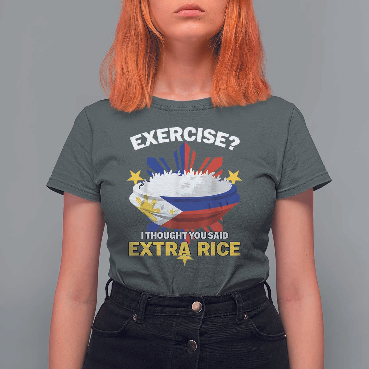 Funny Philippines T Shirt For Women Exercise I Thought You Said Extra Rice - Wonder Print Shop