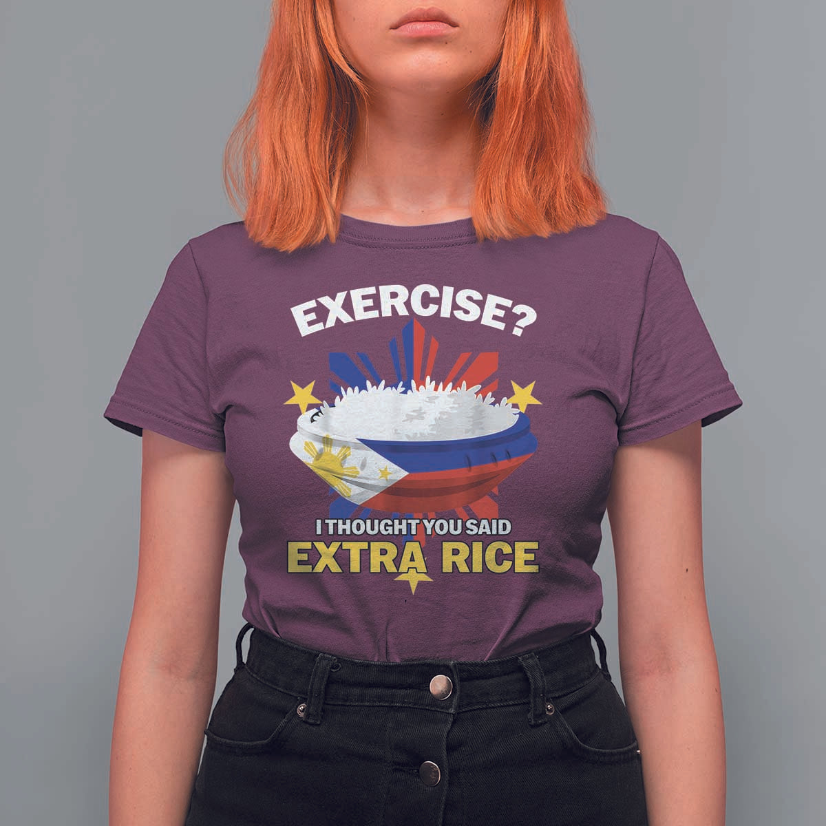 Funny Philippines T Shirt For Women Exercise I Thought You Said Extra Rice - Wonder Print Shop