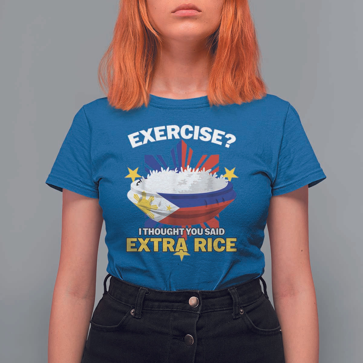 Funny Philippines T Shirt For Women Exercise I Thought You Said Extra Rice - Wonder Print Shop
