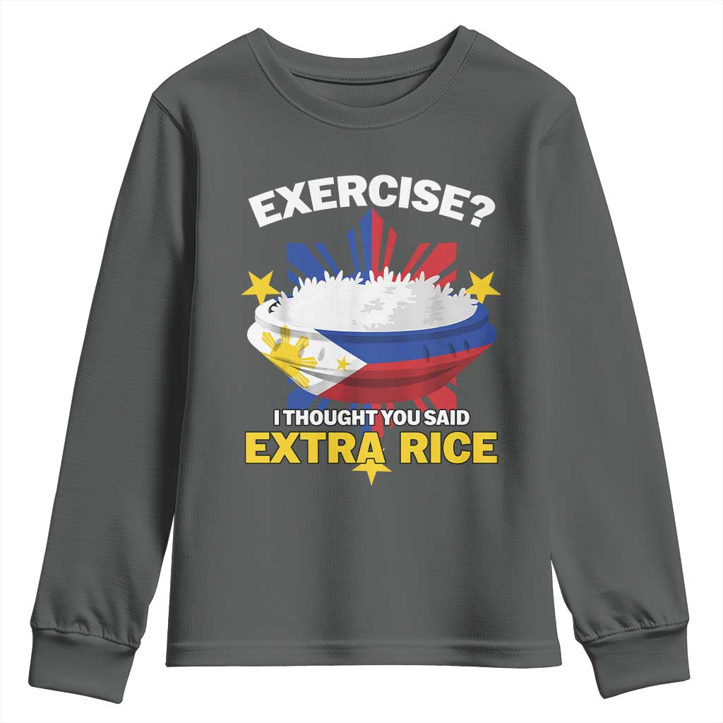 Funny Philippines Youth Sweatshirt Exercise I Thought You Said Extra Rice - Wonder Print Shop