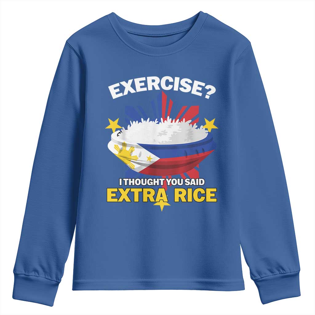 Funny Philippines Youth Sweatshirt Exercise I Thought You Said Extra Rice - Wonder Print Shop