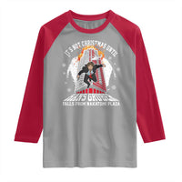 Funny Nakatomi Plaza Raglan Shirt It's Not Christmas Until Hans Gruber Falls From Nakatomi Plaza Explode - Wonder Print Shop