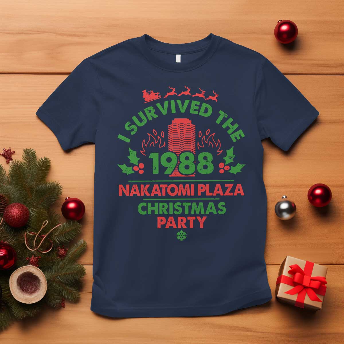 I Survived The 1988 Nakatomi Plaza Christmas Party T Shirt Vintage Mistletoe - Wonder Print Shop