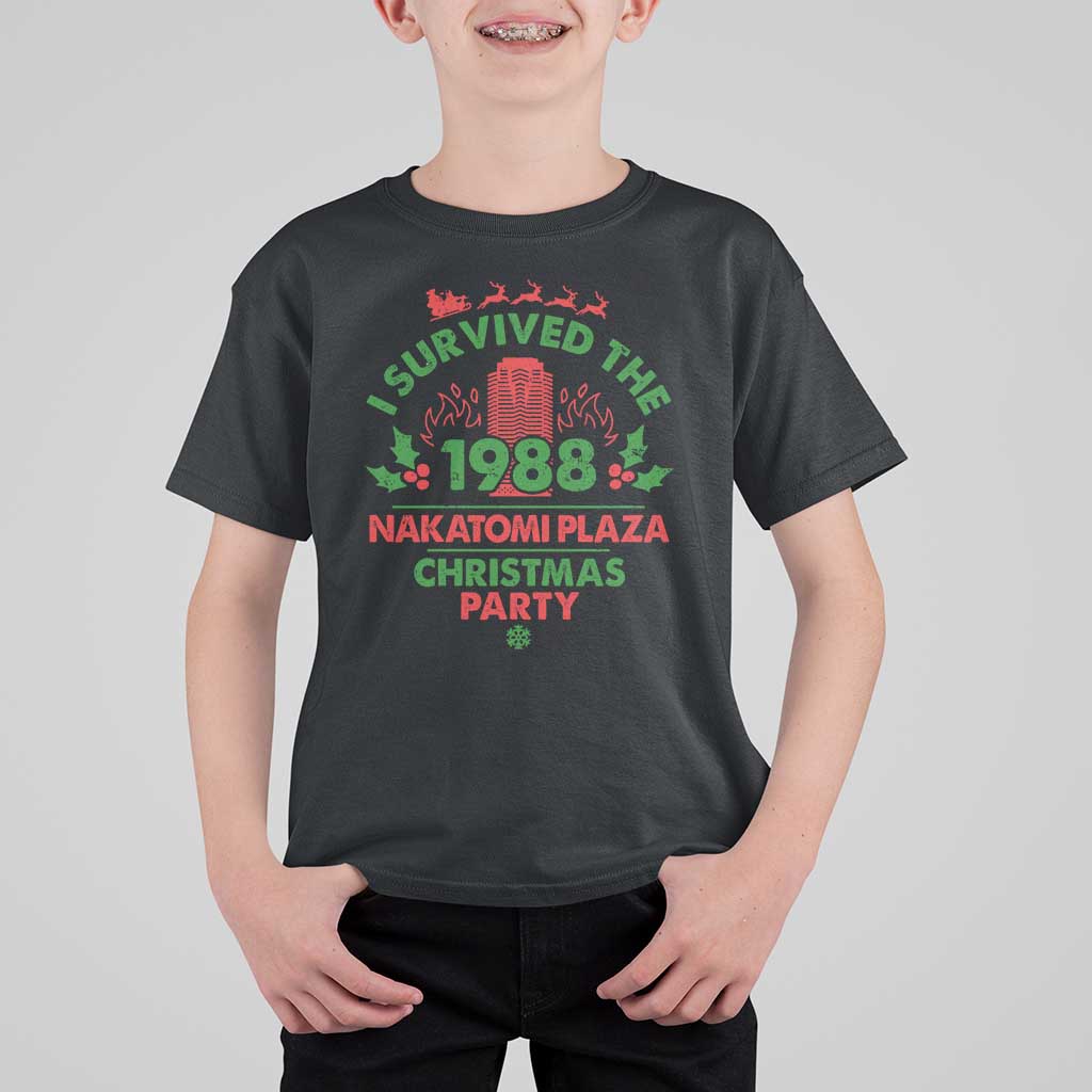I Survived The 1988 Nakatomi Plaza Christmas Party T Shirt For Kid Vintage Mistletoe - Wonder Print Shop