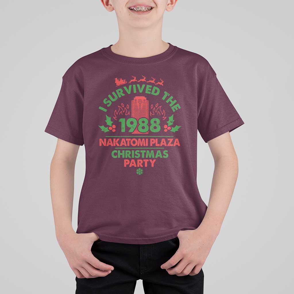 I Survived The 1988 Nakatomi Plaza Christmas Party T Shirt For Kid Vintage Mistletoe - Wonder Print Shop