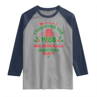 I Survived The 1988 Nakatomi Plaza Christmas Party Raglan Shirt Vintage Mistletoe - Wonder Print Shop