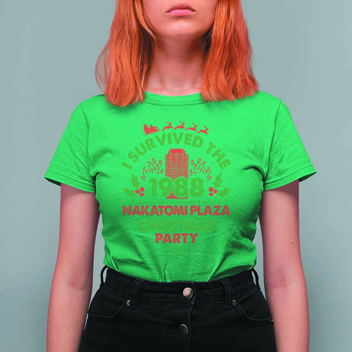 I Survived The 1988 Nakatomi Plaza Christmas Party T Shirt For Women Vintage Mistletoe - Wonder Print Shop