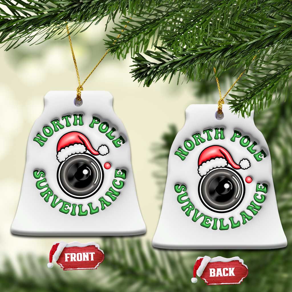 Funny Xmas 3D Inflated Effect Printed Christmas Ornament North Pole Surveillance Santa Camera - Wonder Print Shop