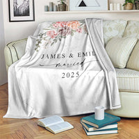 Personalized First Christmas Married Throw Blanket Custom Name Couple Vintage Rose Flowers - Wonder Print Shop