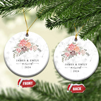 Personalized First Christmas Married 2024 Christmas Ornament Custom Name Couple Vintage Rose Flowers - Wonder Print Shop