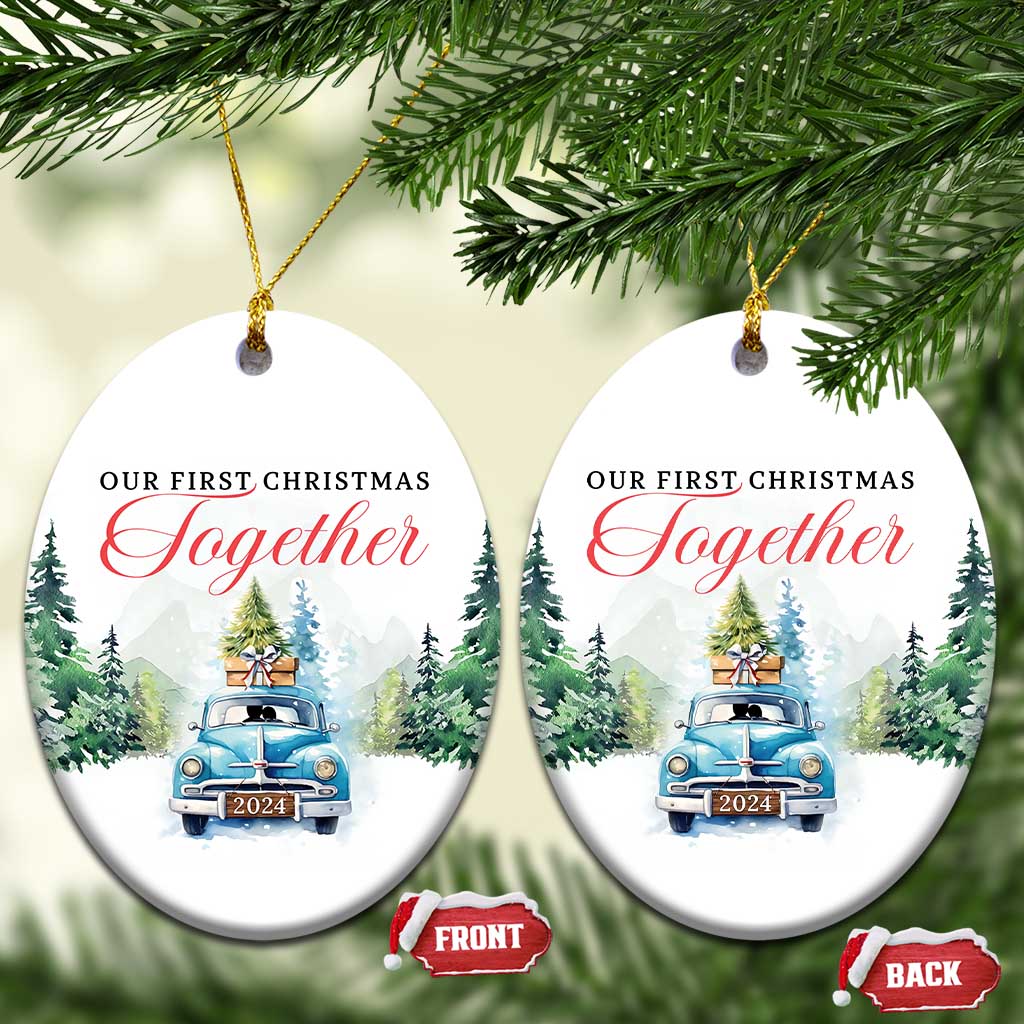 Our First Xmas Together 2024 Car Snow Christmas Ornament - Wonder Print Shop