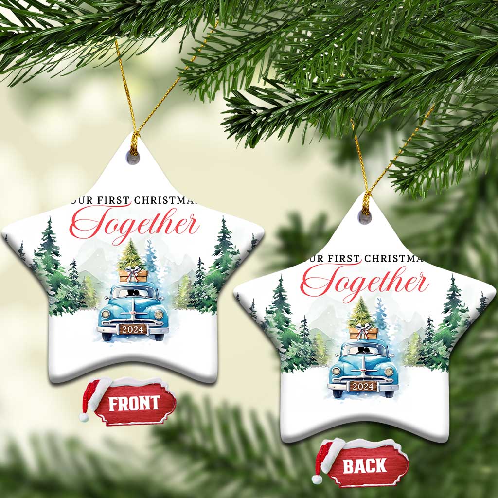 Our First Xmas Together 2024 Car Snow Christmas Ornament - Wonder Print Shop