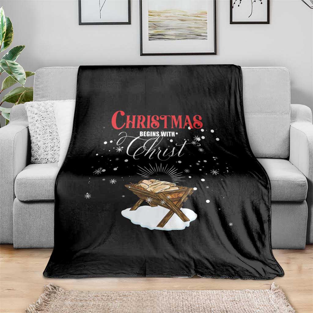 Christmas Begins With Christ Throw Blanket Christian Christmas Jesus God - Wonder Print Shop