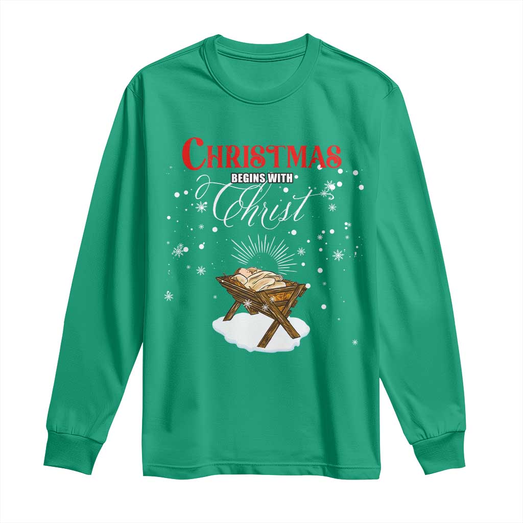Christmas Begins With Christ Long Sleeve Shirt Christian Christmas Jesus God