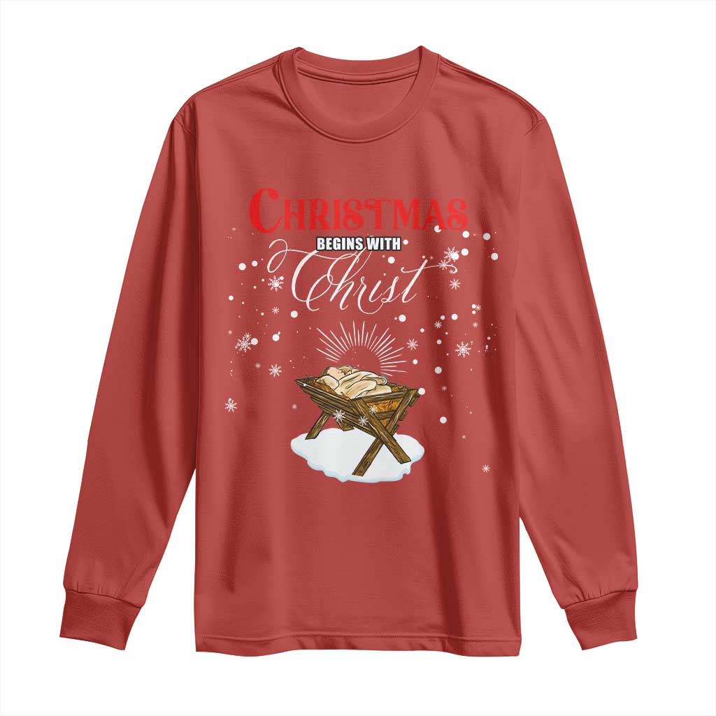 Christmas Begins With Christ Long Sleeve Shirt Christian Christmas Jesus God