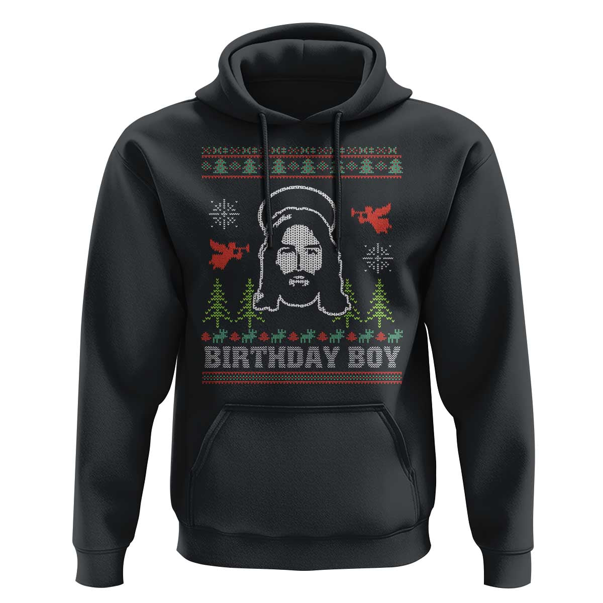 Funny Christian Christmas Hoodie Birthday Boy Jesus God Xmas Tree Angels