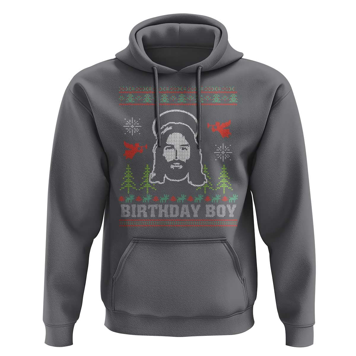 Funny Christian Christmas Hoodie Birthday Boy Jesus God Xmas Tree Angels