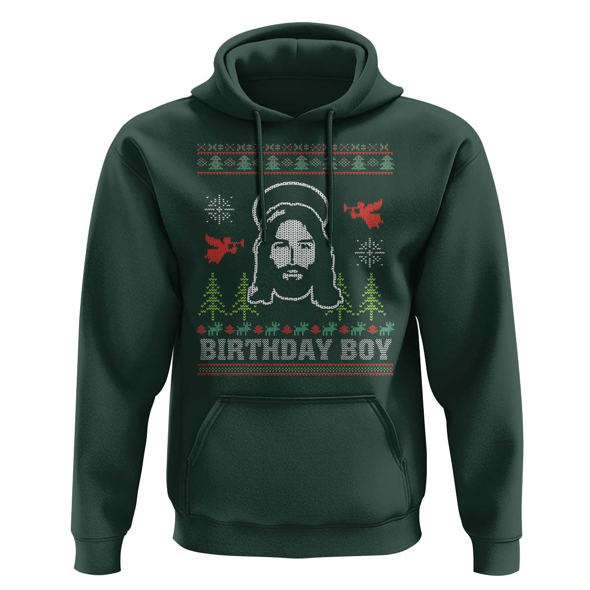 Funny Christian Christmas Hoodie Birthday Boy Jesus God Xmas Tree Angels