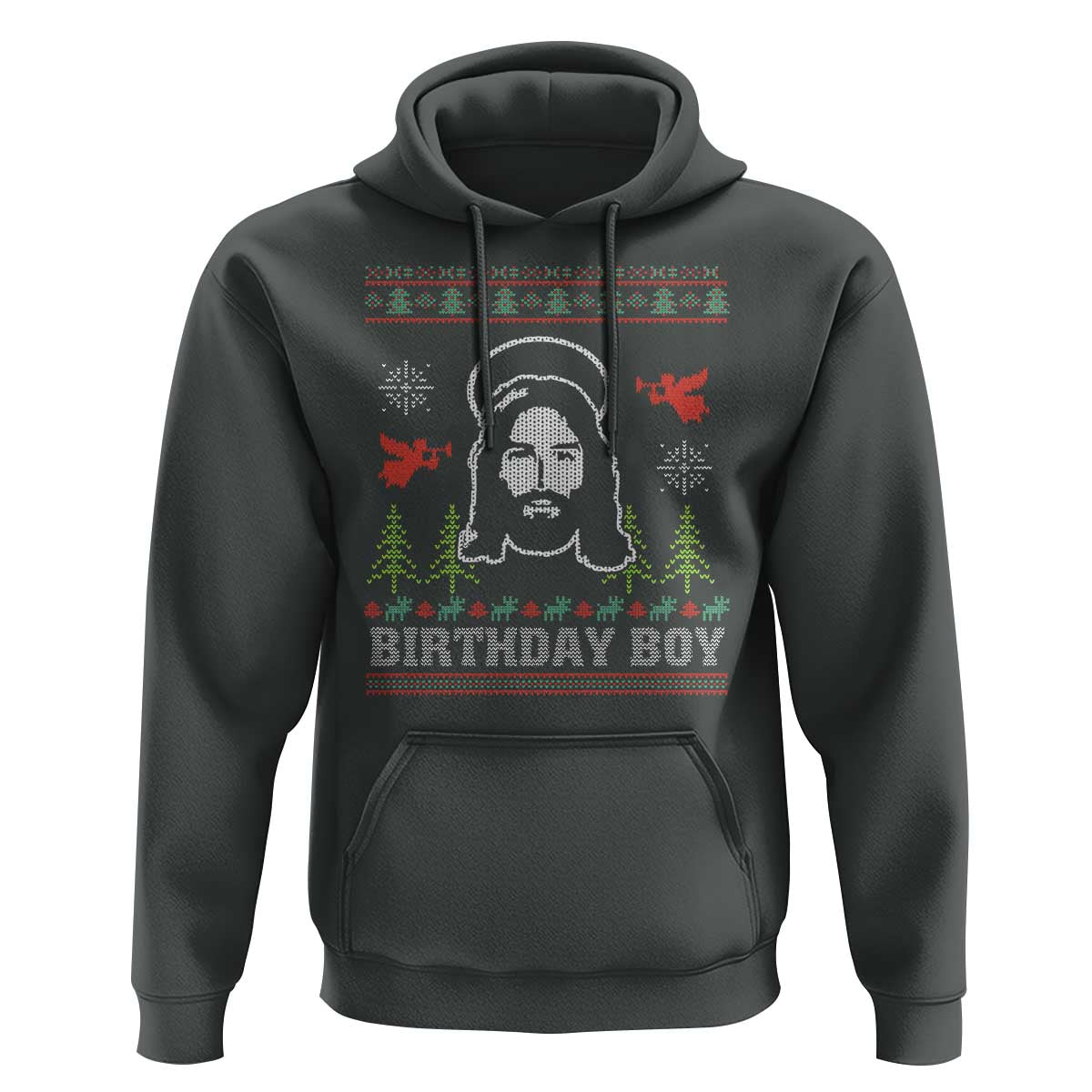 Funny Christian Christmas Hoodie Birthday Boy Jesus God Xmas Tree Angels