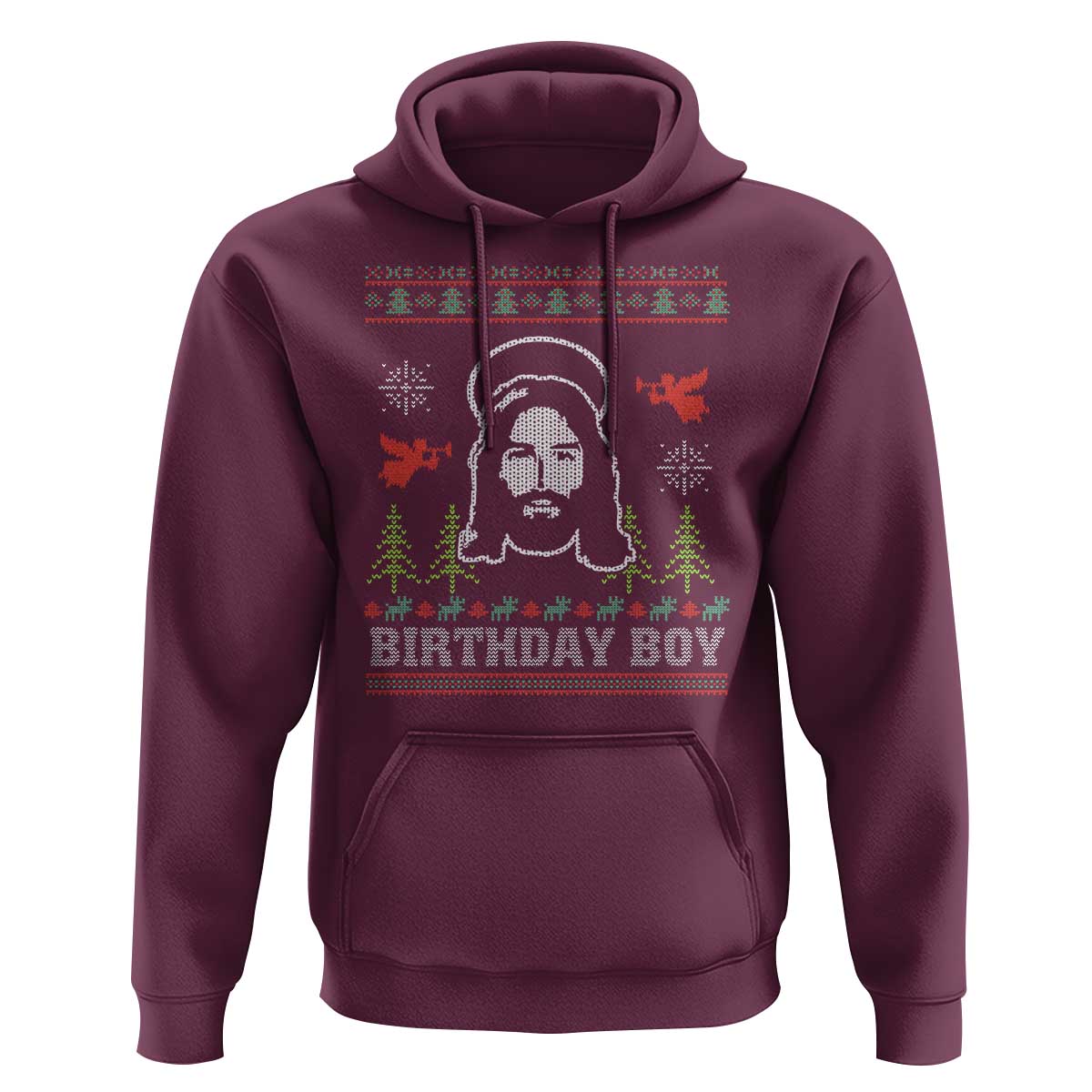 Funny Christian Christmas Hoodie Birthday Boy Jesus God Xmas Tree Angels