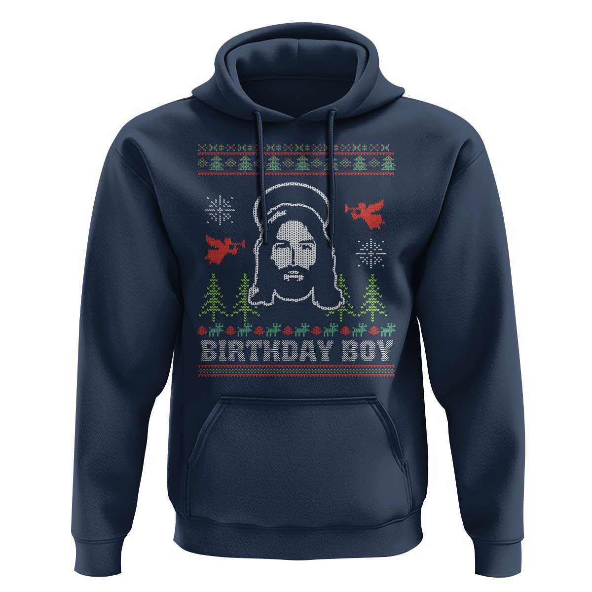 Funny Christian Christmas Hoodie Birthday Boy Jesus God Xmas Tree Angels