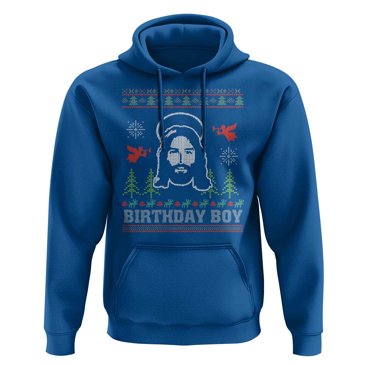 Funny Christian Christmas Hoodie Birthday Boy Jesus God Xmas Tree Angels