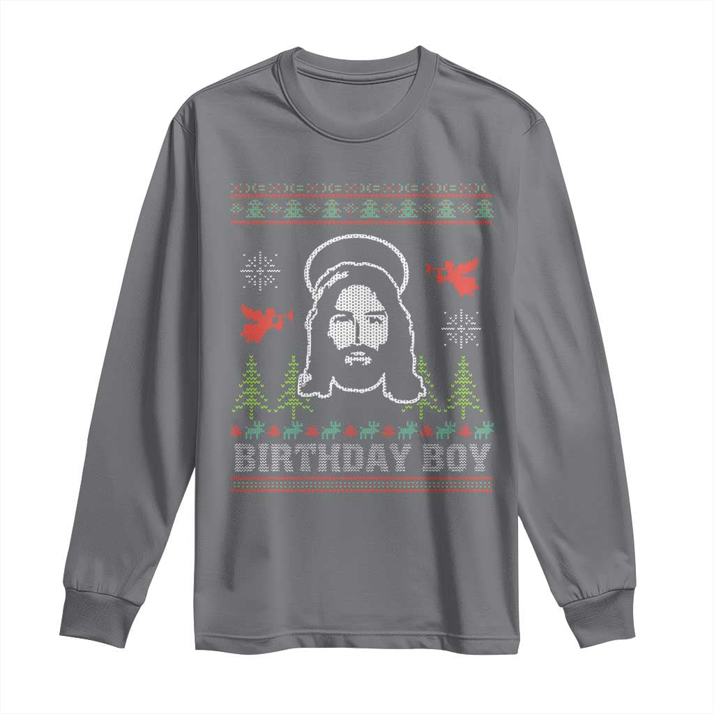 Funny Christian Christmas Long Sleeve Shirt Birthday Boy Jesus God Xmas Tree Angels