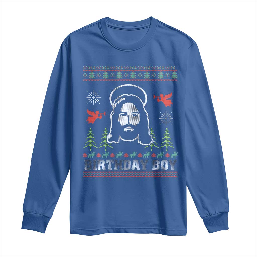 Funny Christian Christmas Long Sleeve Shirt Birthday Boy Jesus God Xmas Tree Angels