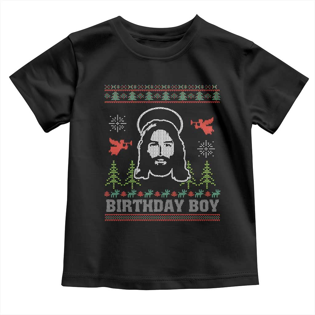 Funny Christian Christmas Toddler T Shirt Birthday Boy Jesus God Xmas Tree Angels