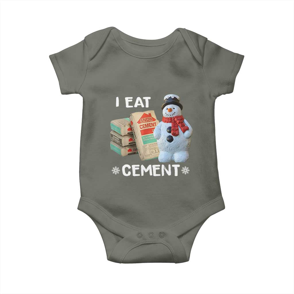 Funny Christmas I Eat Cement Baby Onesie Snowman Snow Cement Oddly Specific Dank Meme - Wonder Print Shop