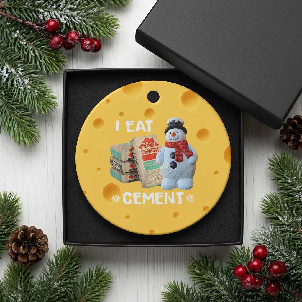 Funny Christmas I Eat Cement Ceramic Ornament Snowman Snow Cement Oddly Specific Dank Meme - Wonder Print Shop