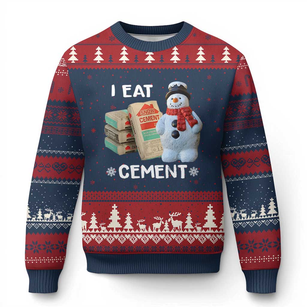 Funny Xmas I Eat Cement Ugly Christmas Sweater Snowman Snow Cement Oddly Specific Dank Meme - Wonder Print Shop