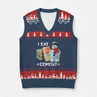 Funny Xmas I Eat Cement V-Neck Knit Sweater Vest Snowman Snow Cement Oddly Specific Dank Meme - Wonder Print Shop