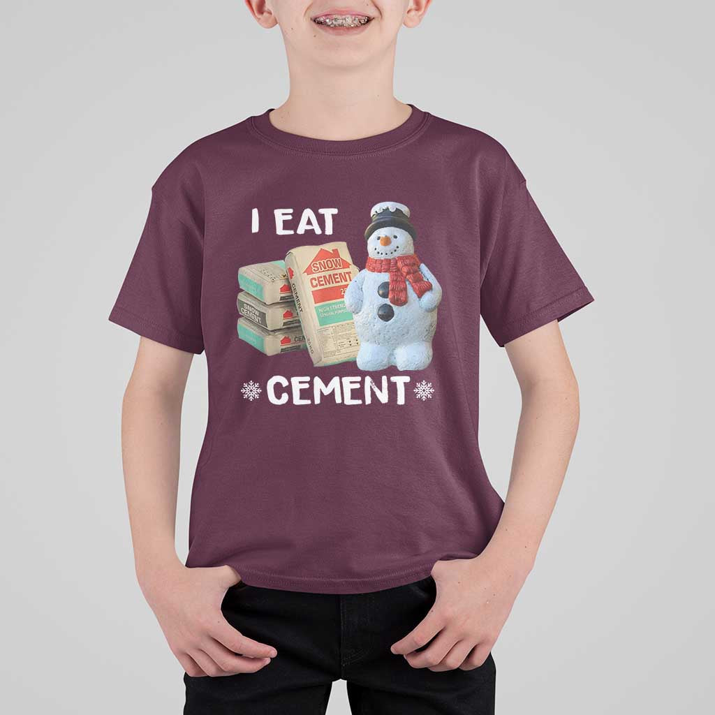 Funny Christmas I Eat Cement T Shirt For Kid Snowman Snow Cement Oddly Specific Dank Meme - Wonder Print Shop