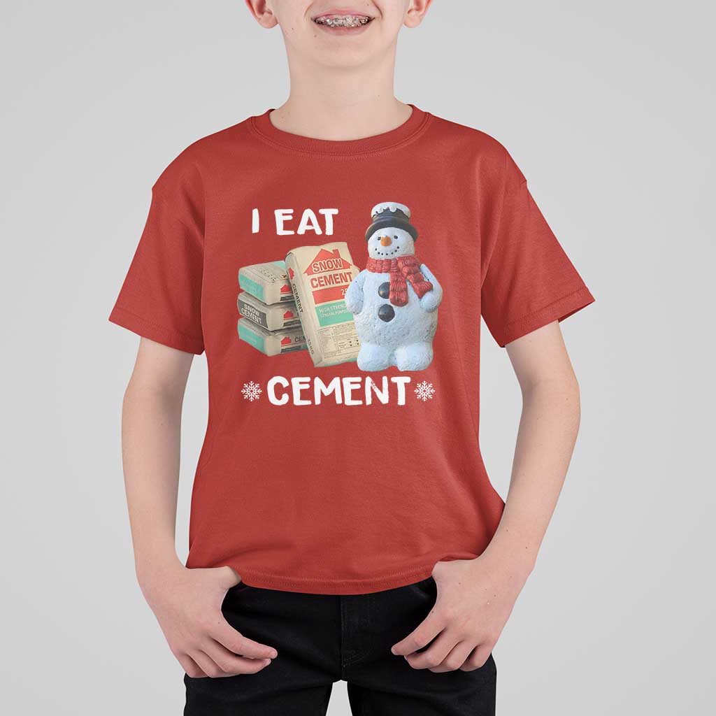 Funny Christmas I Eat Cement T Shirt For Kid Snowman Snow Cement Oddly Specific Dank Meme - Wonder Print Shop