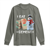 Funny Christmas I Eat Cement Long Sleeve Shirt Snowman Snow Cement Oddly Specific Dank Meme - Wonder Print Shop