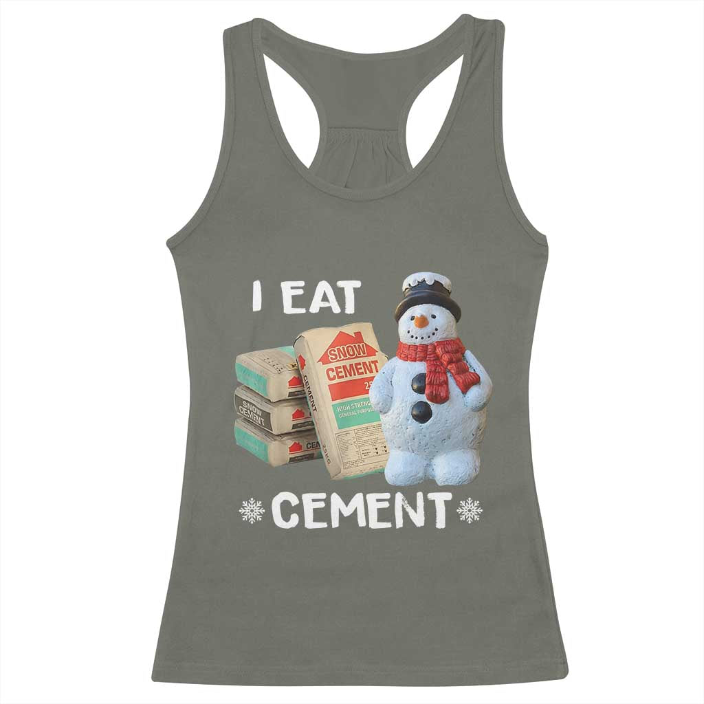 Funny Christmas I Eat Cement Racerback Tank Top Snowman Snow Cement Oddly Specific Dank Meme - Wonder Print Shop