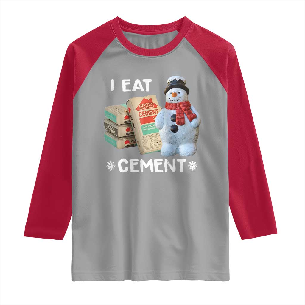 Funny Christmas I Eat Cement Raglan Shirt Snowman Snow Cement Oddly Specific Dank Meme - Wonder Print Shop