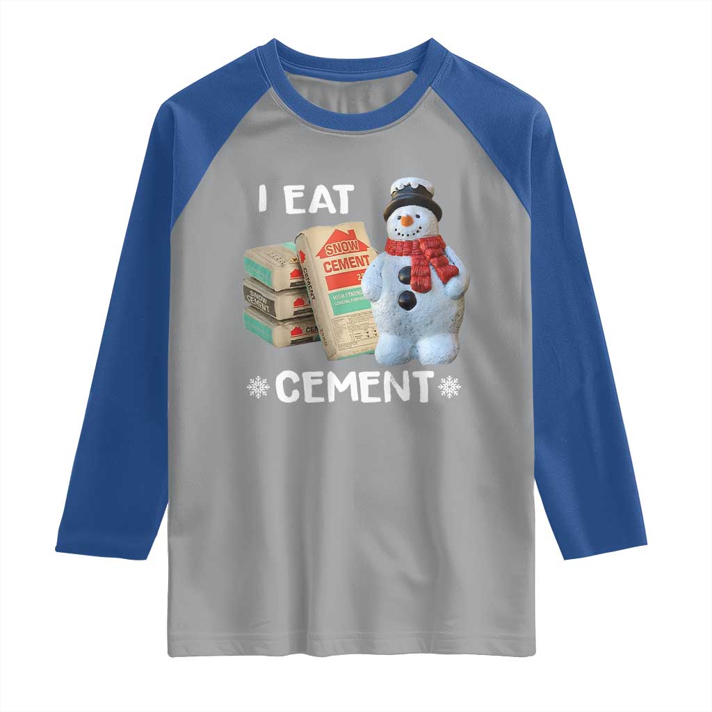 Funny Christmas I Eat Cement Raglan Shirt Snowman Snow Cement Oddly Specific Dank Meme - Wonder Print Shop