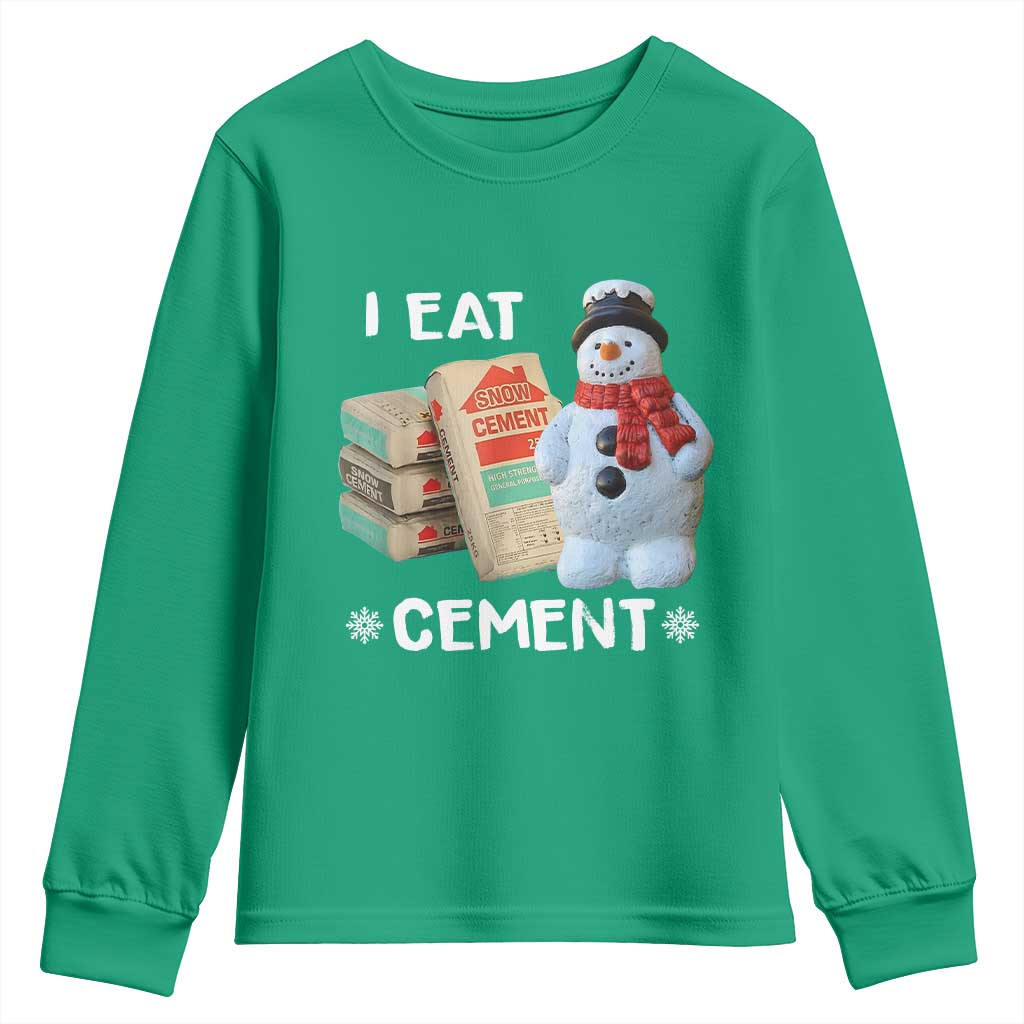 Funny Christmas I Eat Cement Youth Sweatshirt Snowman Snow Cement Oddly Specific Dank Meme - Wonder Print Shop