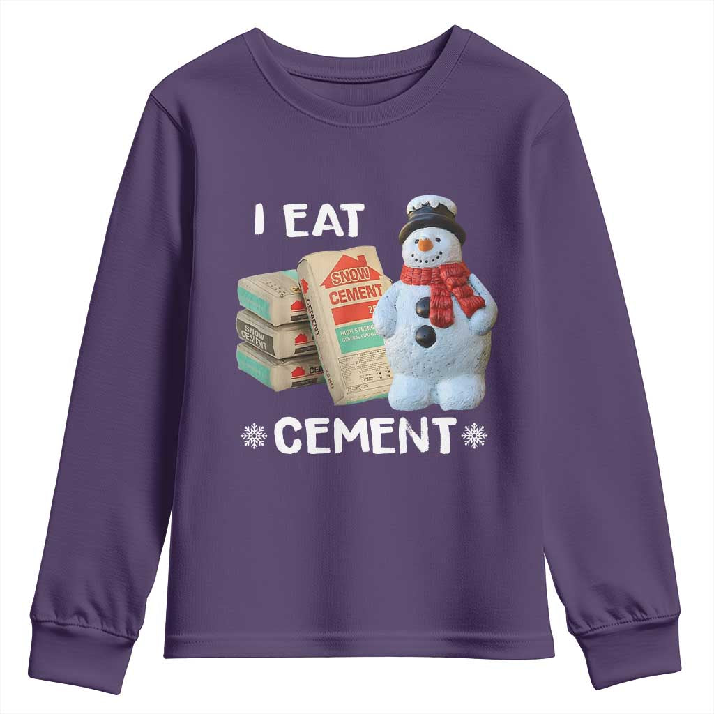 Funny Christmas I Eat Cement Youth Sweatshirt Snowman Snow Cement Oddly Specific Dank Meme - Wonder Print Shop