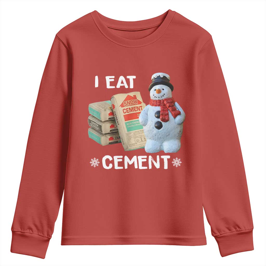 Funny Christmas I Eat Cement Youth Sweatshirt Snowman Snow Cement Oddly Specific Dank Meme - Wonder Print Shop