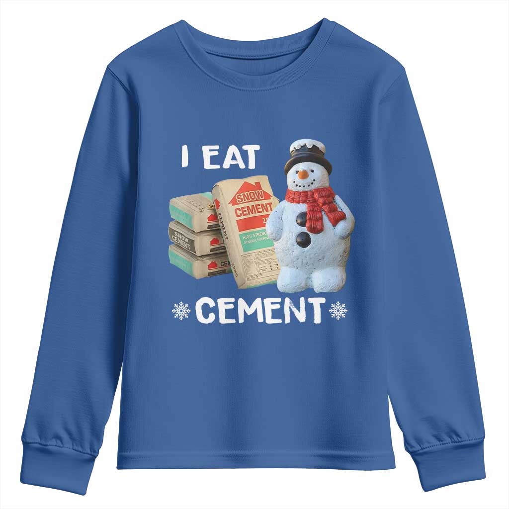 Funny Christmas I Eat Cement Youth Sweatshirt Snowman Snow Cement Oddly Specific Dank Meme - Wonder Print Shop