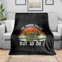 Funny Christmas Opossum Throw Blanket The Horrors Persist But So Do I Dumpster Fire Rainbow - Wonder Print Shop