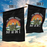 Funny Christmas Opossum Garden Flag The Horrors Persist But So Do I Dumpster Fire Rainbow - Wonder Print Shop