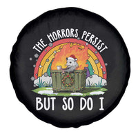 Funny Christmas Opossum Spare Tire Cover The Horrors Persist But So Do I Dumpster Fire Rainbow - Wonder Print Shop