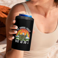 Funny Christmas Opossum 4 in 1 Can Cooler Tumbler The Horrors Persist But So Do I Dumpster Fire Rainbow - Wonder Print Shop
