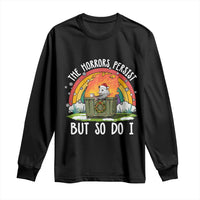 Funny Christmas Opossum Long Sleeve Shirt The Horrors Persist But So Do I Dumpster Fire Rainbow - Wonder Print Shop